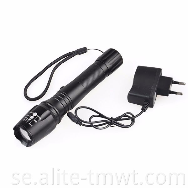 Euro CE 10W XML T6 RECHARGEABLE LED Torch ficklampa med strobfunktion